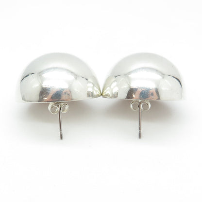 925 Sterling Silver Vintage Modernist Half Ball Earrings