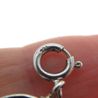 925 Sterling Silver Vintage Black Onyx Oxidized Spring Ring Clasp Charm Pendant