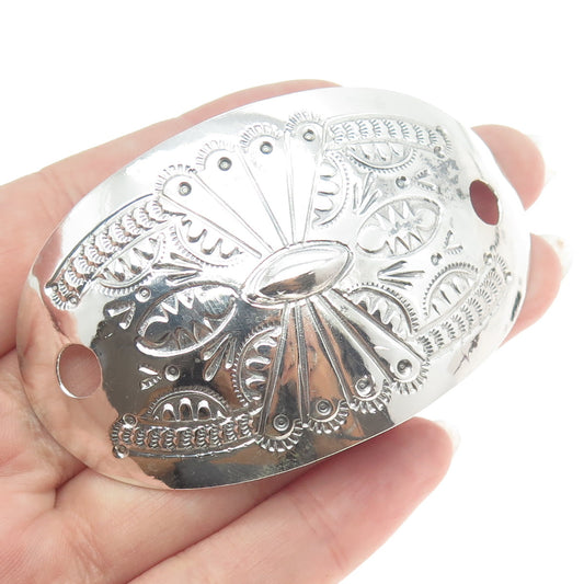 MARCELLA JAMES NAVAJO Old Pawn 925 Sterling Silver Tribal Stick Barrette Buckle