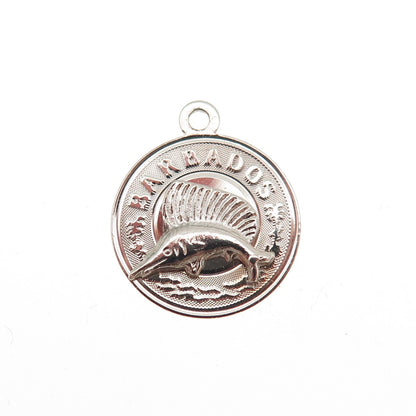 CREA 925 Sterling Silver Vintage Barbados Swordfish Mini Charm Pendant