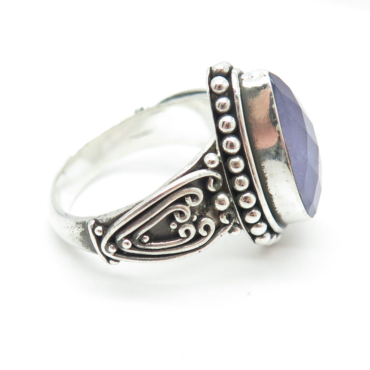 SUARTI BALI 925 Sterling Silver Vintage Lavender Jade Gem Beaded Ring Size 10