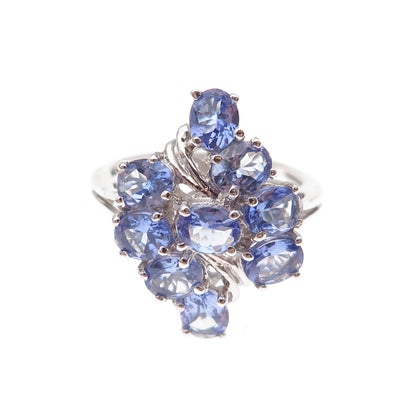 Chuck Clemency 925 Sterling Silver Real Oval-Cut Tanzanite Ring Size 8.25