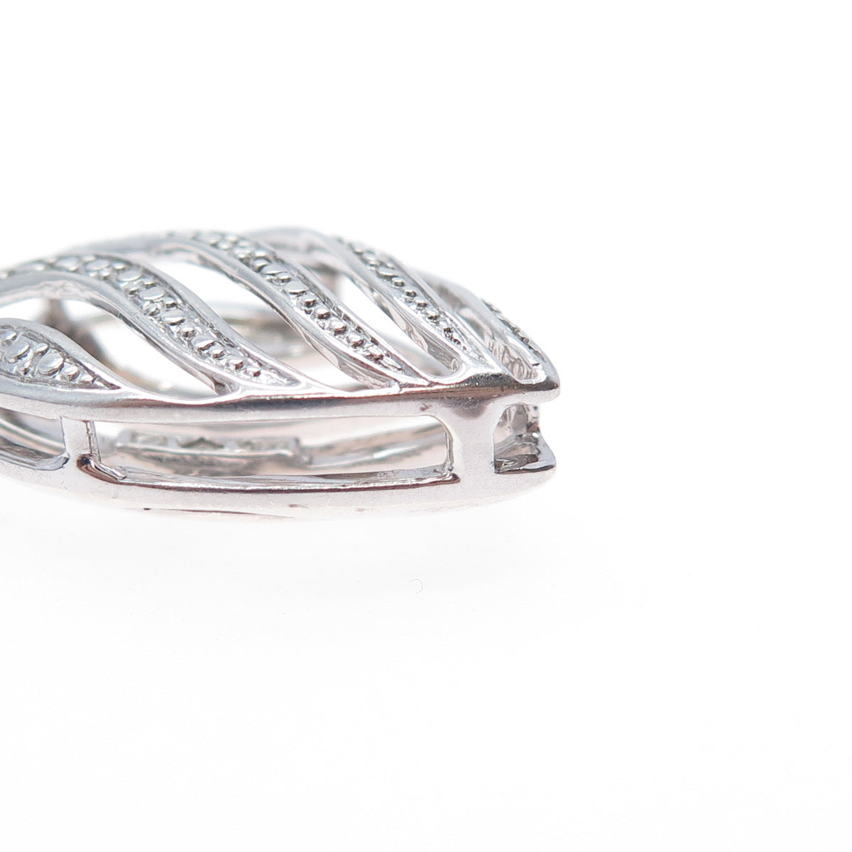 925 Sterling Silver Real Diamond Accent Teardrop Slide Charm Pendant