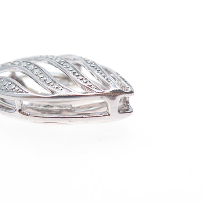 925 Sterling Silver Real Diamond Accent Teardrop Slide Charm Pendant