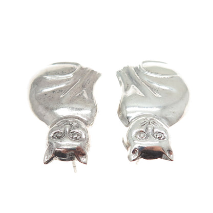 CHAPAL ZENRAY 925 Sterling Silver Vintage Cat Modernist Earrings