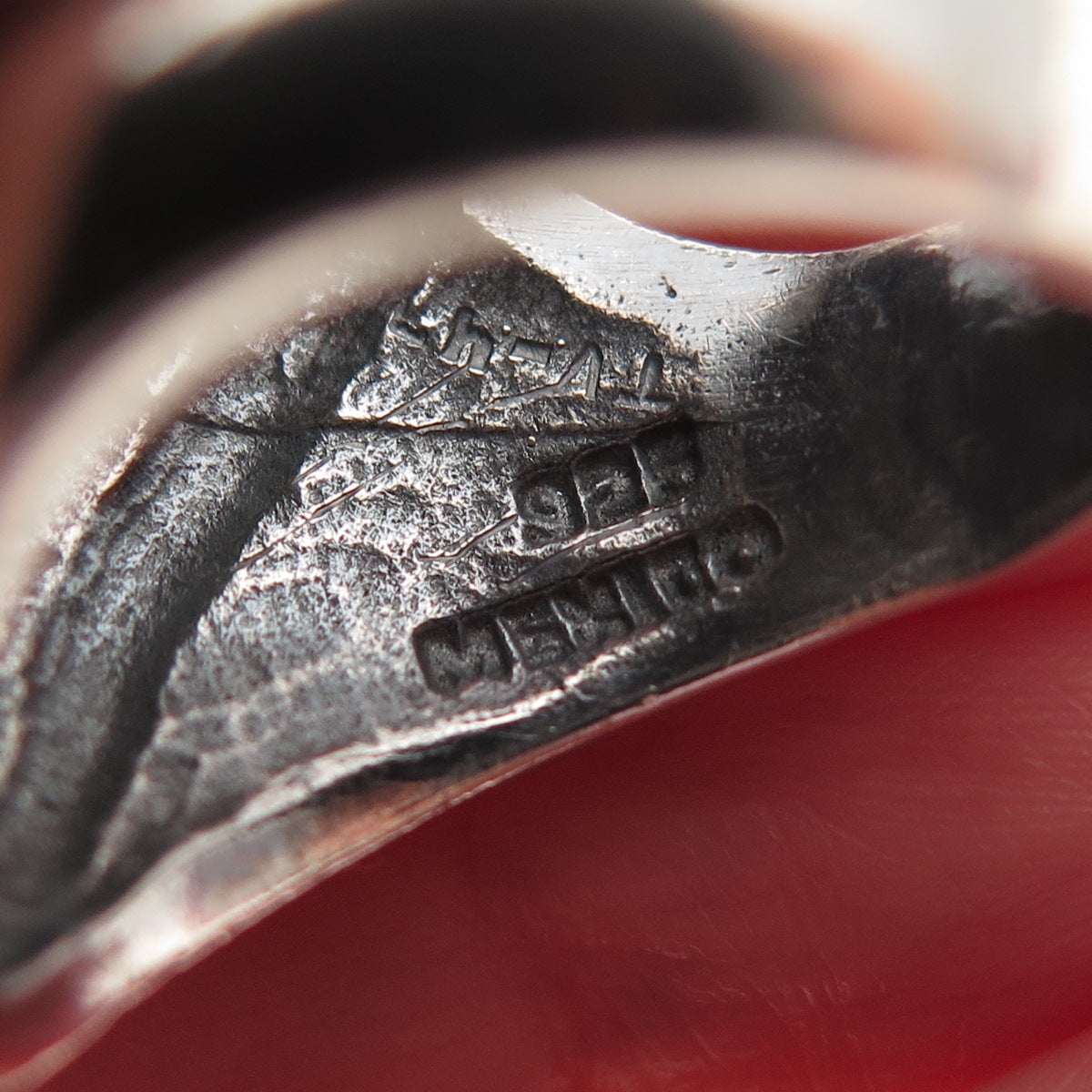 925 Sterling Silver Vintage Mexico Modernist Seashell Oxidized Ring Size 7.5