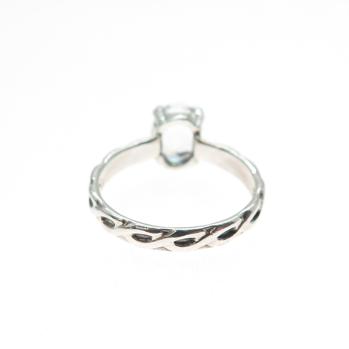 925 Sterling Silver Vintage Oval-Cut C Z Celtic Woven Ring Size 6