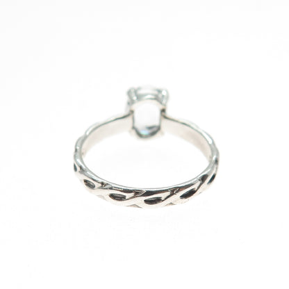 925 Sterling Silver Vintage Oval-Cut C Z Celtic Woven Ring Size 6