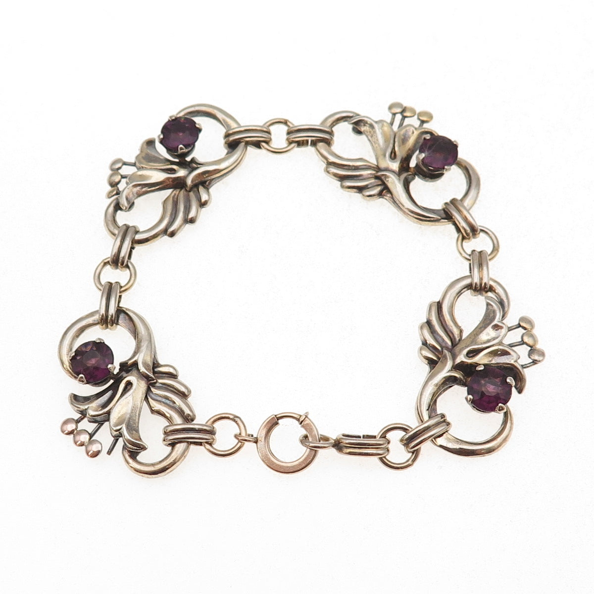 Harry Iskin 1/20 10K Gold Filled Antique Art Deco Real Amethyst Bracelet 6.75"