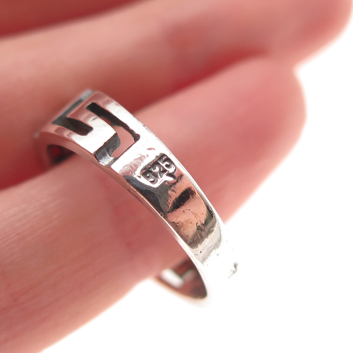 925 Sterling Silver Vintage Greek Maze Oxidized Ring Size 7