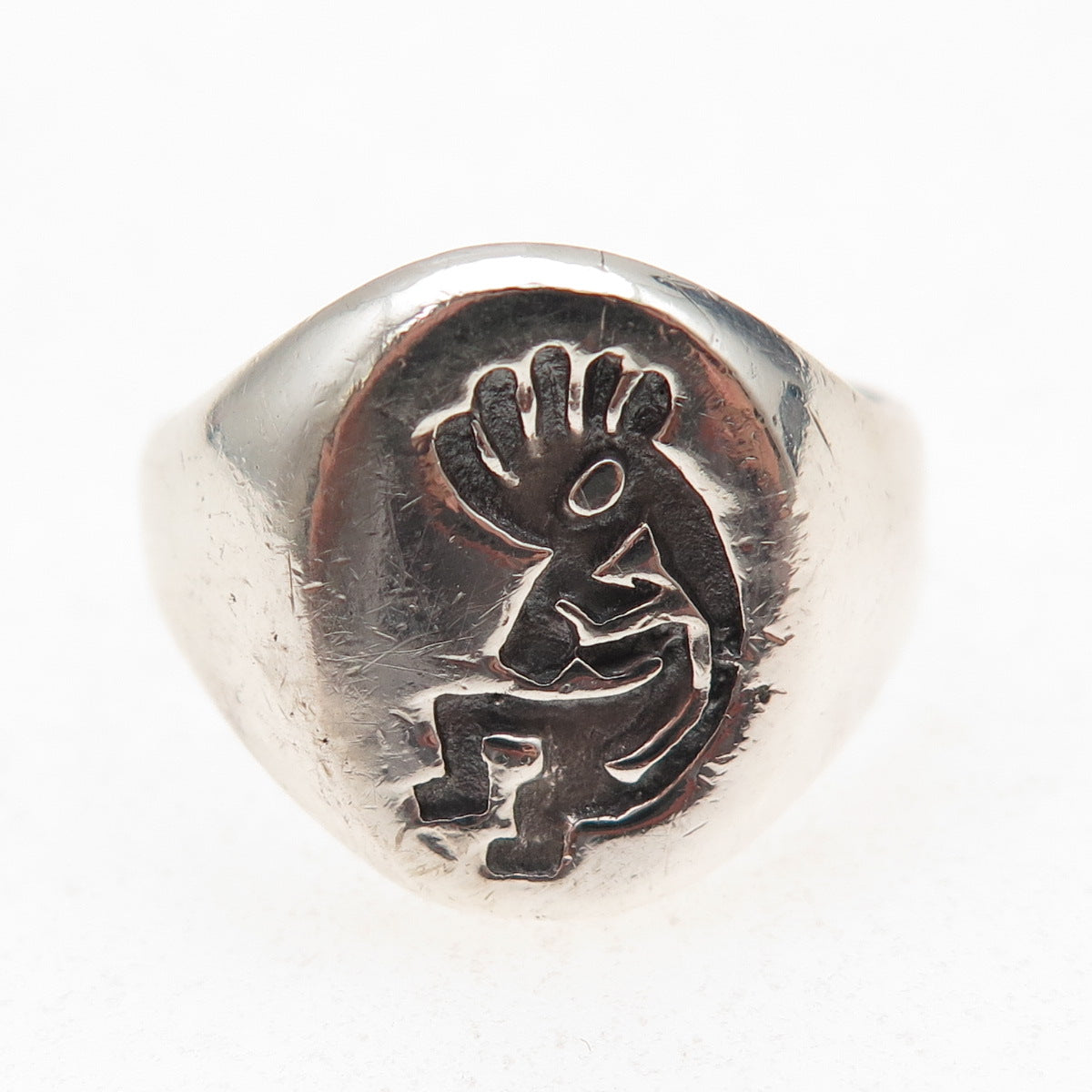 925 Sterling Silver Vintage Southwestern Kokopelli Oxidized Ring Size 10.25