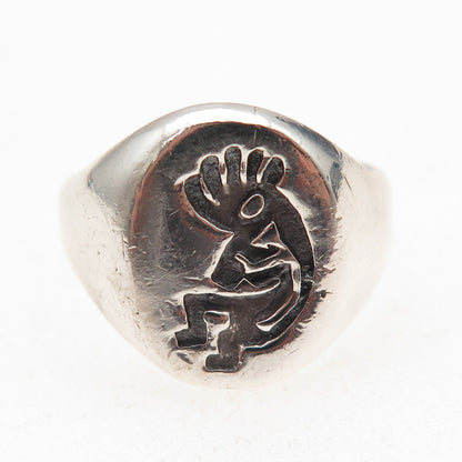 925 Sterling Silver Vintage Southwestern Kokopelli Oxidized Ring Size 10.25