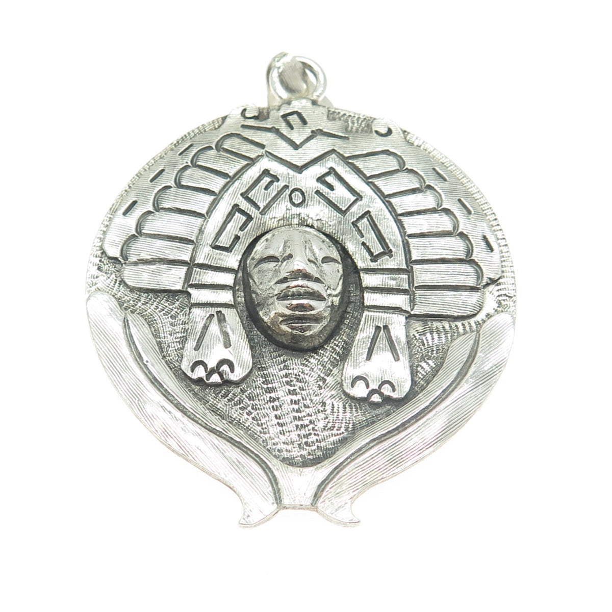 925 Sterling Silver Vintage Mexico Aztec Goddess Tribal Pin Brooch / Pendant