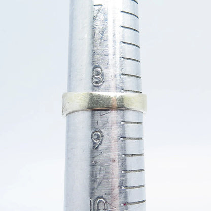 925 Sterling Silver Vintage C Z Ribbed Signet Ring Size 8.25