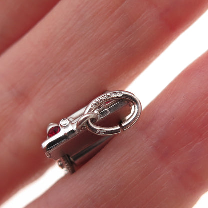 AE Art's Elegance 925 Sterling Vintage Enamel Convertible Car Movable 3D Pendant