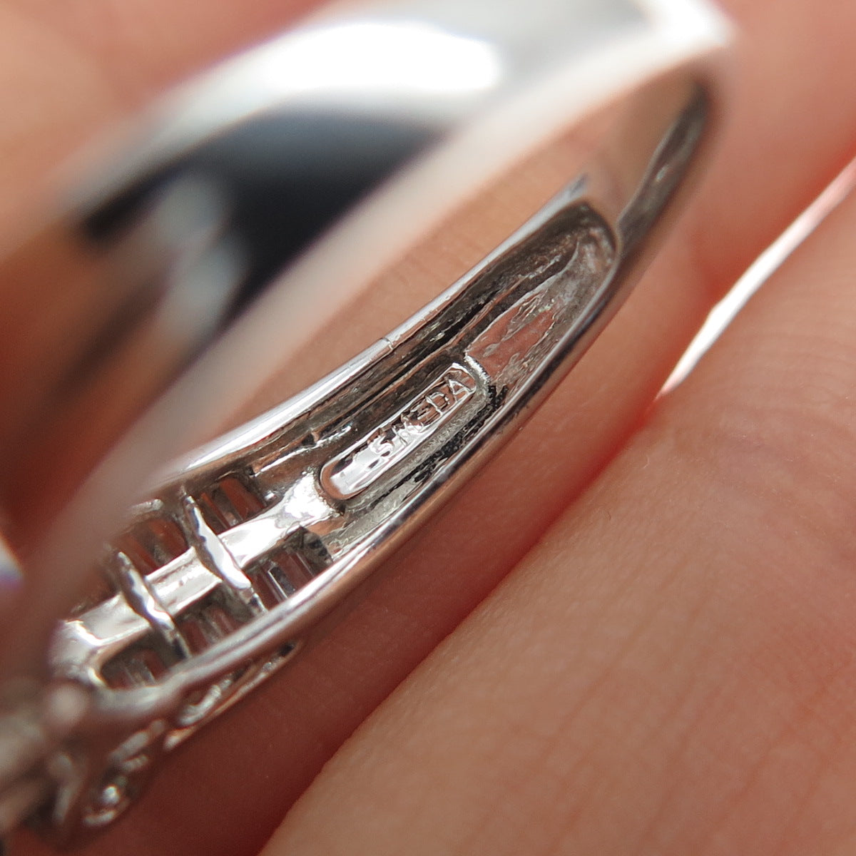 MEDA 925 Sterling Princess & Tapered Baguette-Cut C Z Engagement Ring Size 6.75
