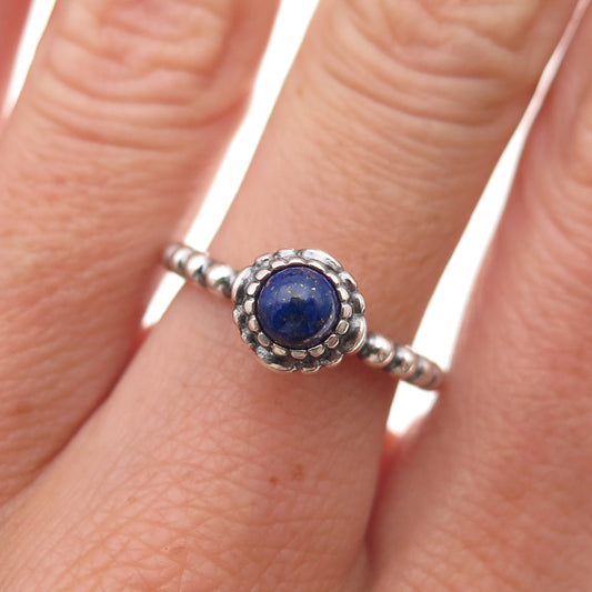 Pandora 925 Sterling Silver Real Lapis September Birthstone Ring Size 6
