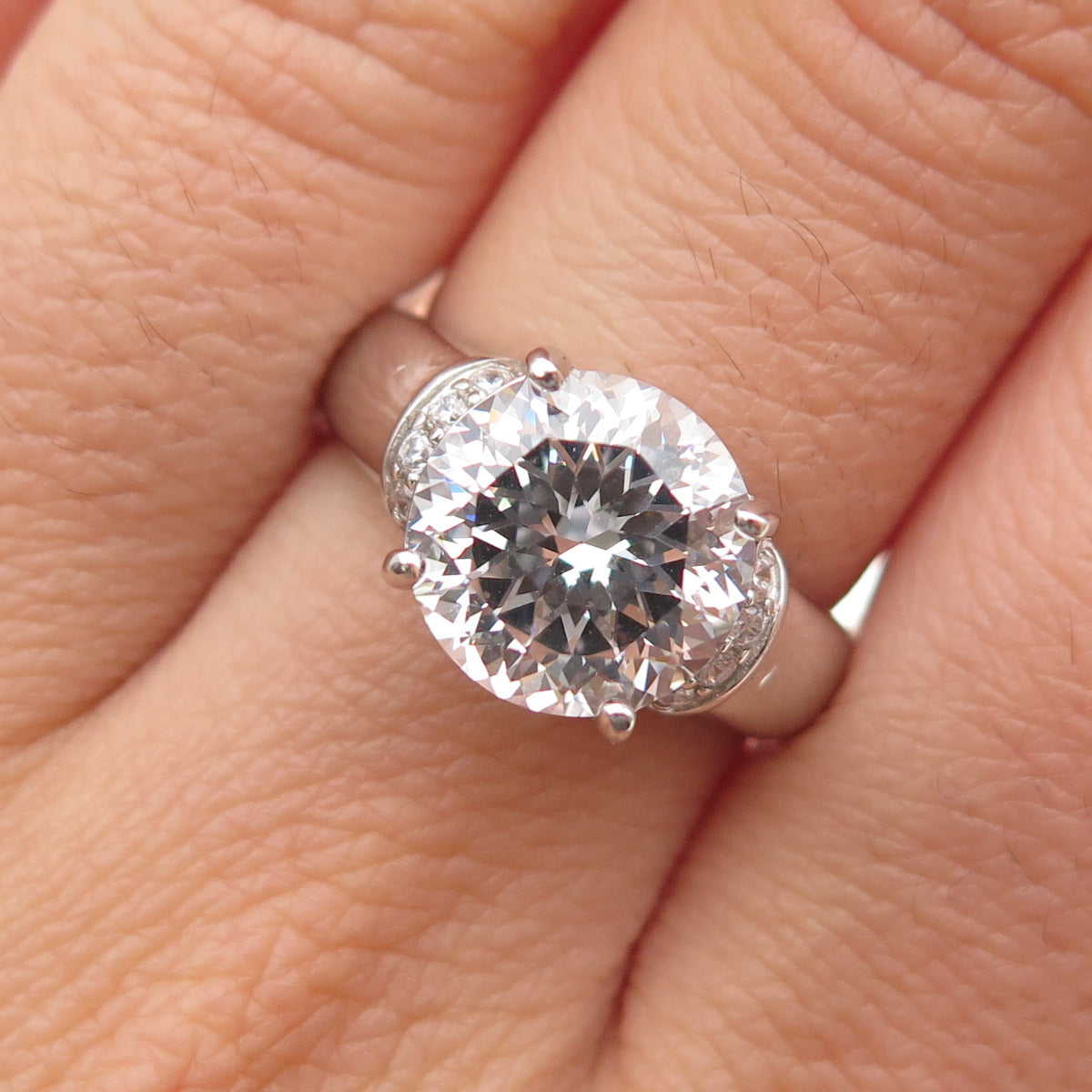 JCL Colleen Lopez 925 Sterling Silver Round-Cut C Z Engagement Ring Size 6.75