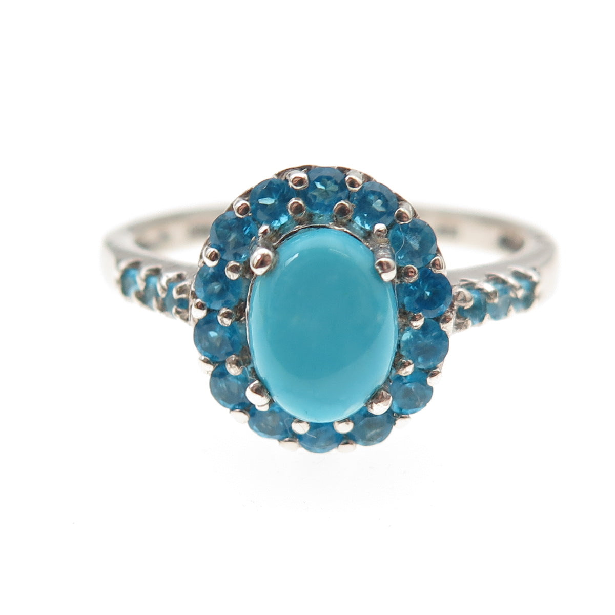 Chuck Clemency 925 Sterling Silver Real Turquoise & Apatite Ring Size 10.25