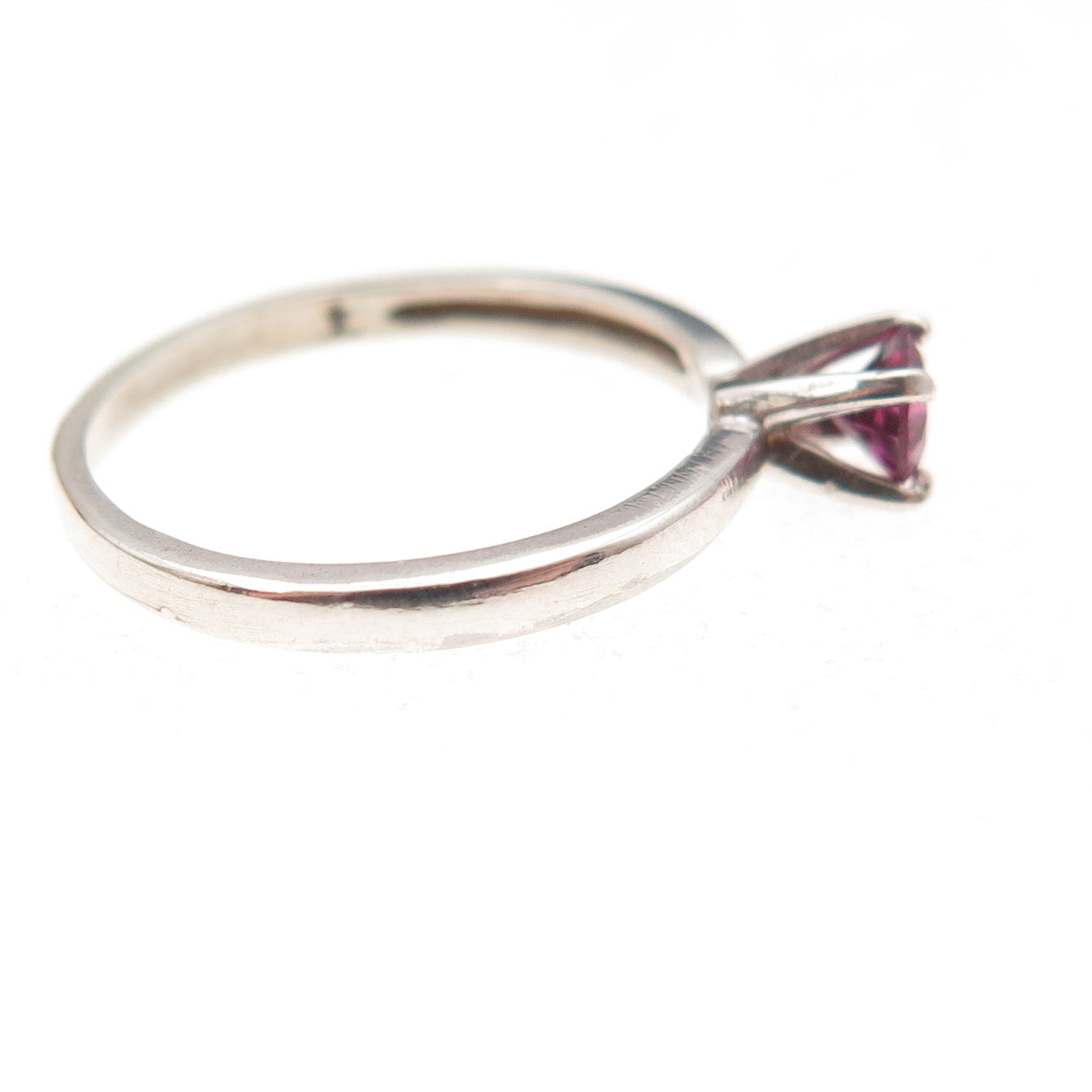 Tommy Long 925 Sterling Silver Vintage Real Round-Cut Amethyst Ring Size 4.75