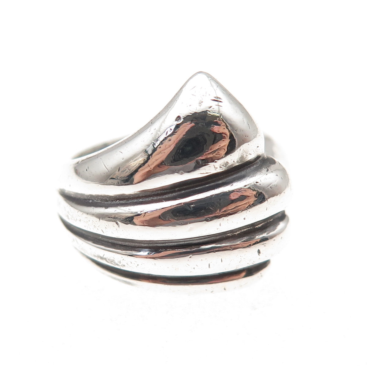 925 Sterling Silver Vintage Modernist Wing Oxidized Ring Size 6.75