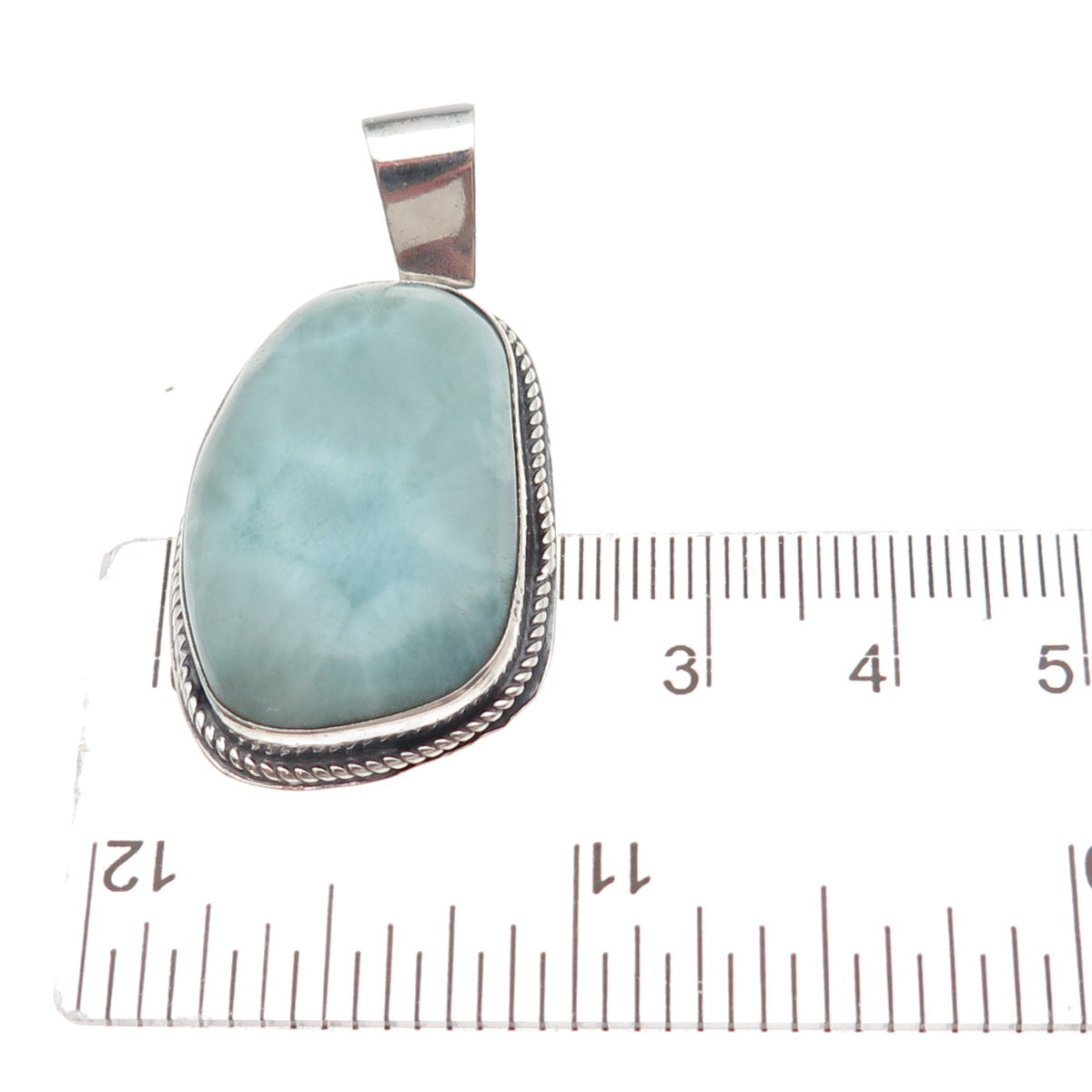 925 Sterling Silver Vintage Real Larimar Oxidized Pendant