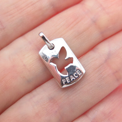 925 Sterling Silver Round-Cut C Z Peace Bird Mini Charm Pendant