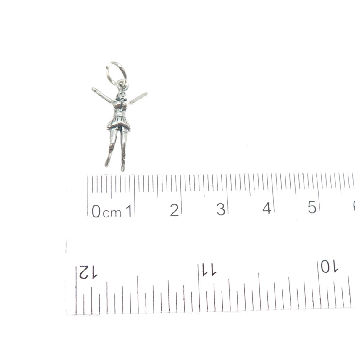 925 Sterling Silver Vintage Cheerleader Minimalist 3D Charm Pendant