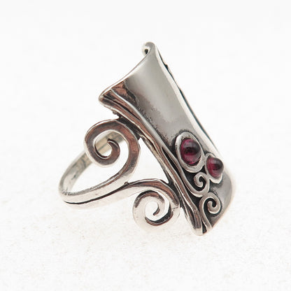 925 Sterling Vintage AS Israel Real Tourmaline Modernist Oxidized Ring Size 9