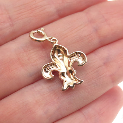 Ross Simons Sterling Gold Plated Real Diamond Fleur de Lis Spring Ring Pendant