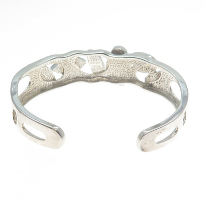 WHITNEY KELLY Sterling Silver Vintage Real Opal Inlay Adjustable Bracelet 6.75"