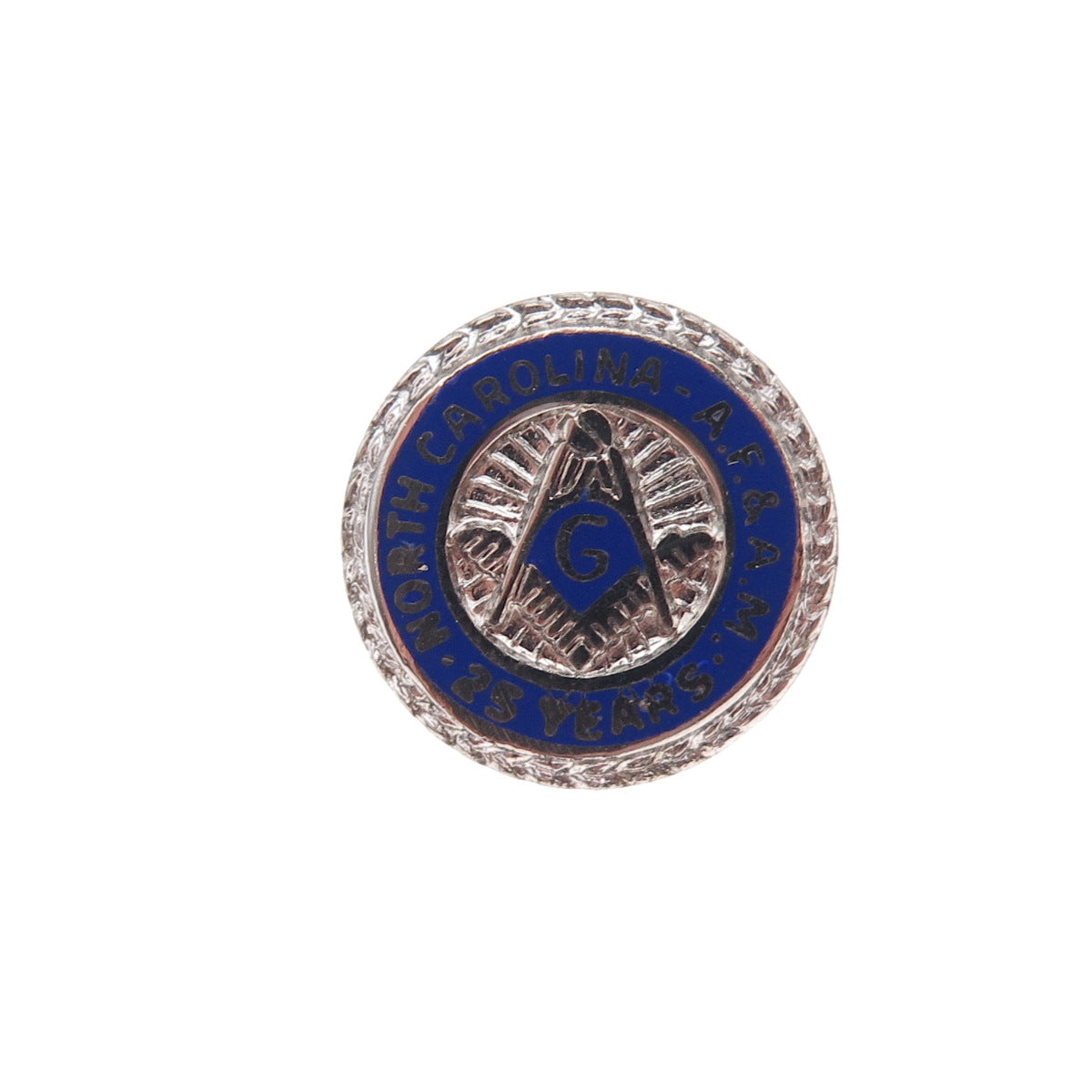 925 Sterling Antique Enamel North Carolina AF. & AM. 25 Years Masonic Lapel Pin