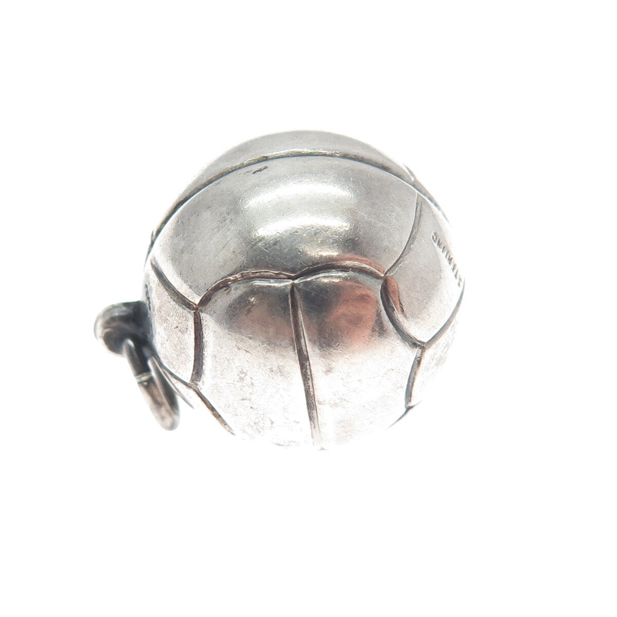 925 Sterling Silver Antique Basketball Ball 3D Charm Pendant