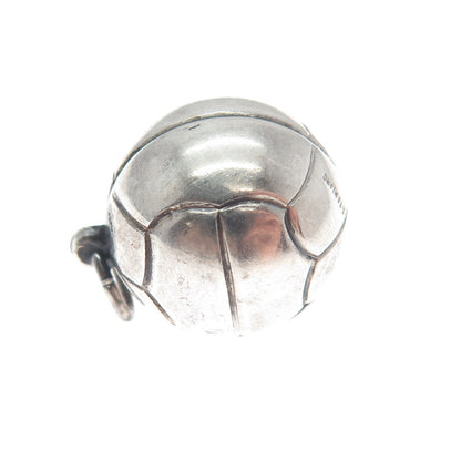 925 Sterling Silver Antique Basketball Ball 3D Charm Pendant