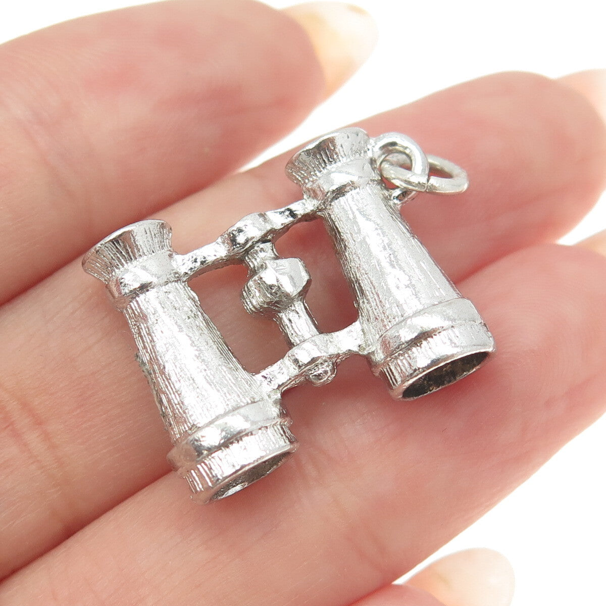 925 Sterling Silver Antique Art Deco Binoculars 3D Charm Pendant