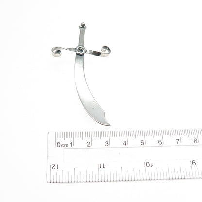 925 Sterling Silver Antique Art Deco Scimitar Sword Handmade Pin Brooch