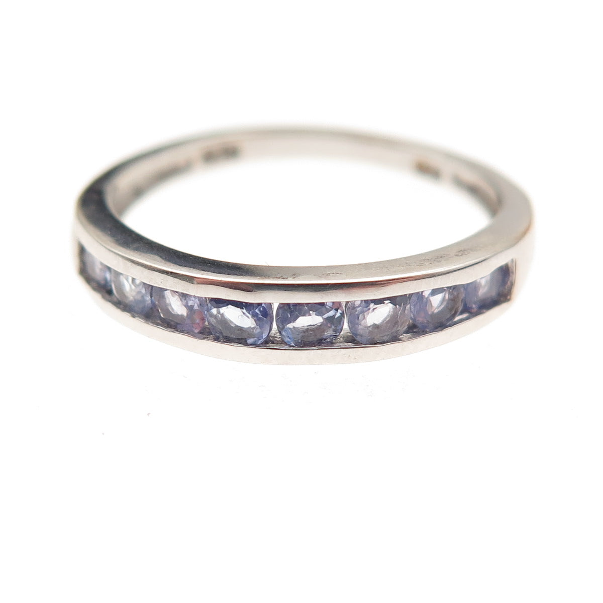 Chuck Clemency 925 Sterling Silver Real Round-Cut Tanzanite Band Ring Size 6.25