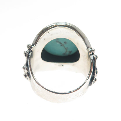 925 Sterling Silver Vintage Lone Mountain Turquoise Sun Oxidized Ring Size 10.5