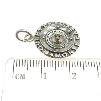 925 Sterling Silver Vintage Roulette Good Luck Charm Pendant