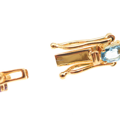 925 Sterling Gold Plated Vintage Real Blue Topaz Peridot Amethyst Bracelet 7.75"