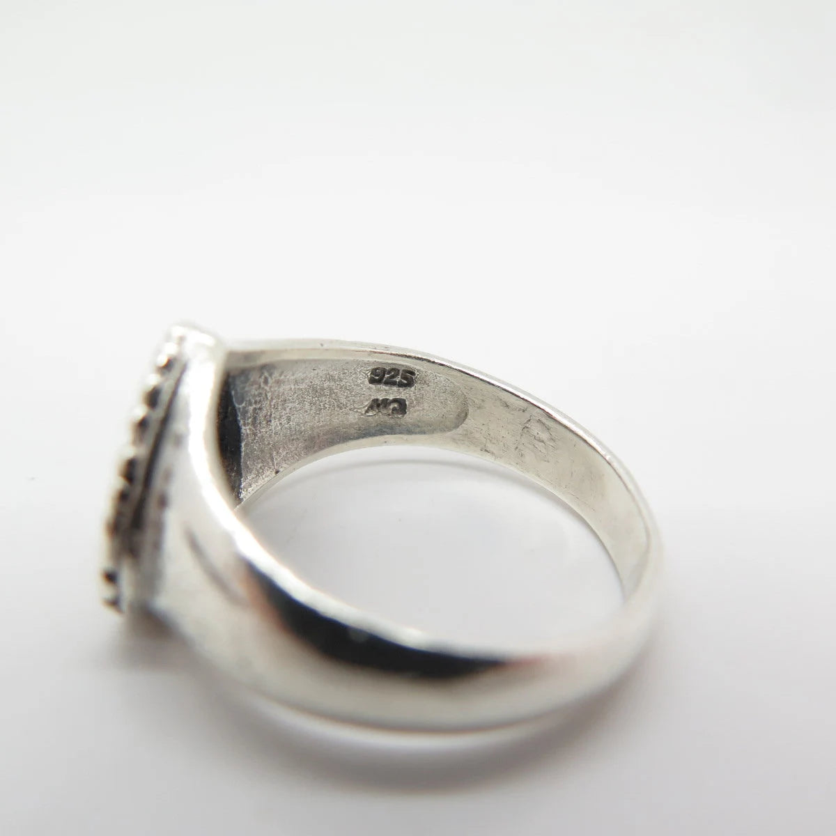 925 Sterling Silver Vintage Heart Swirl Ring Size 8.5