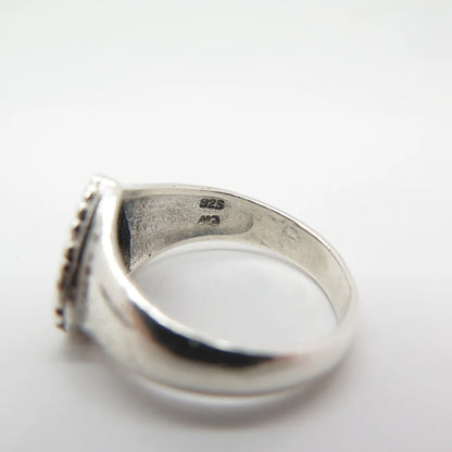925 Sterling Silver Vintage Heart Swirl Ring Size 8.5