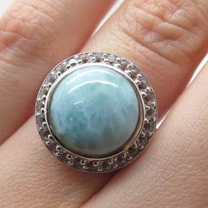 CFJ Collins Fine Jewelry 925 Sterling Vintage Real Larimar Topaz Ring Size 6.25
