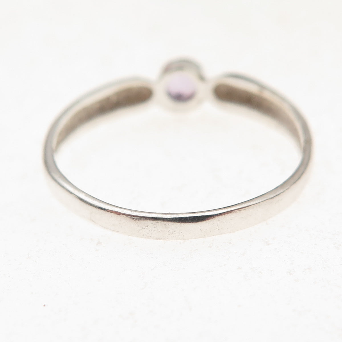 925 Sterling Silver Vintage Real Round-Cut Amethyst Ring Size 8.75