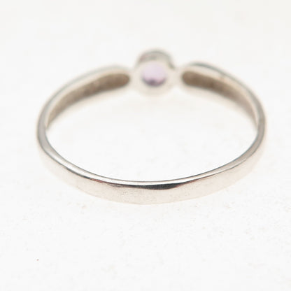 925 Sterling Silver Vintage Real Round-Cut Amethyst Ring Size 8.75