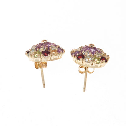 DEE BERKLE Sterling Gold Plated Topaz Amethyst Garnet Citrine & Peridot Earrings