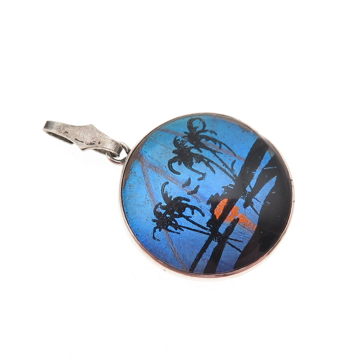 Hoffman Sterling Silver Antique Art Deco Monarch Butterfly Wing Charm Pendant