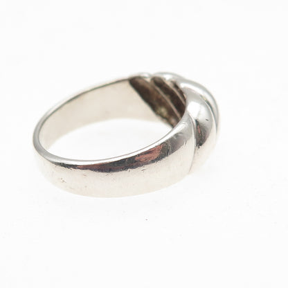 925 Sterling Silver Vintage Modernist Ribbed Oxidized Ring Size 8