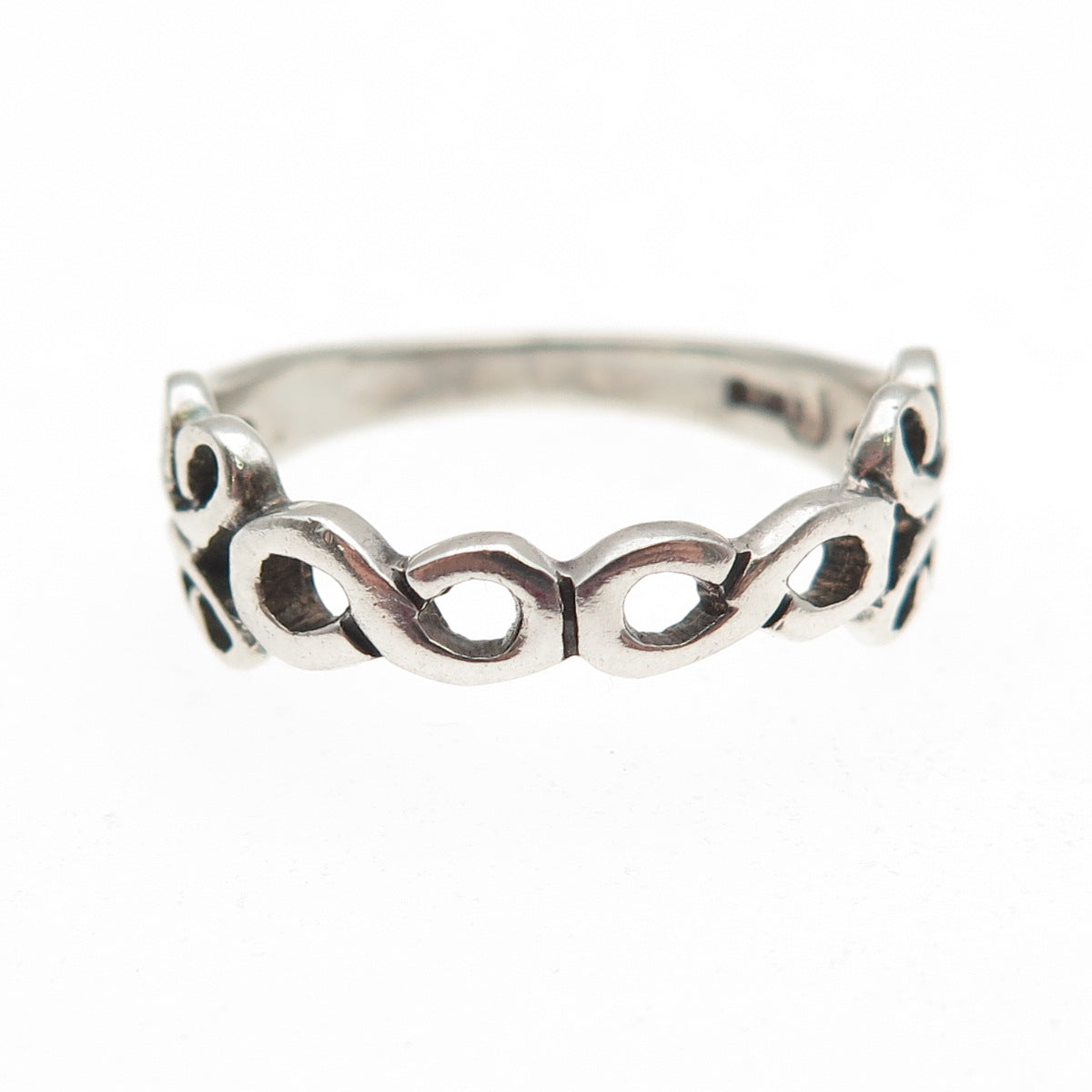 925 Sterling Silver Vintage Infinity Butterfly Oxidized Ring Size 8.75