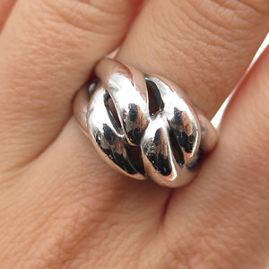 925 Sterling Silver Vintage Modernist Interlocked Oxidized Ring Size 9